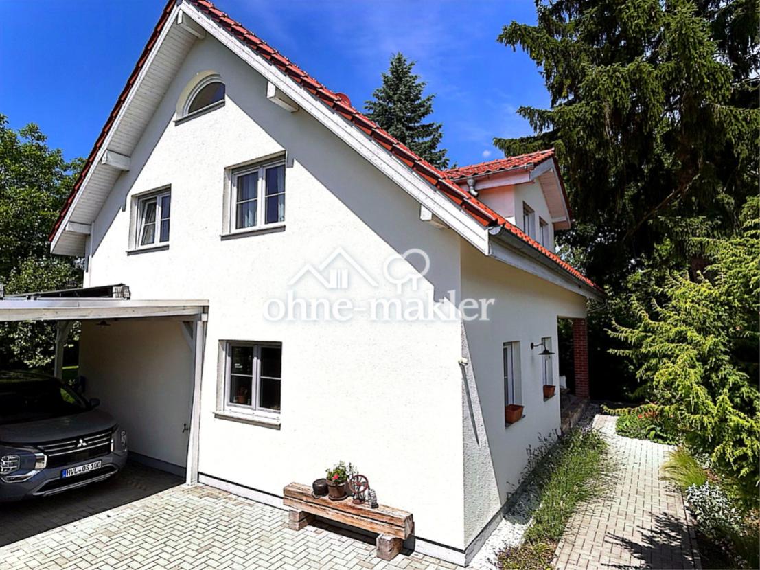 Seitenansicht mit 2x Carport