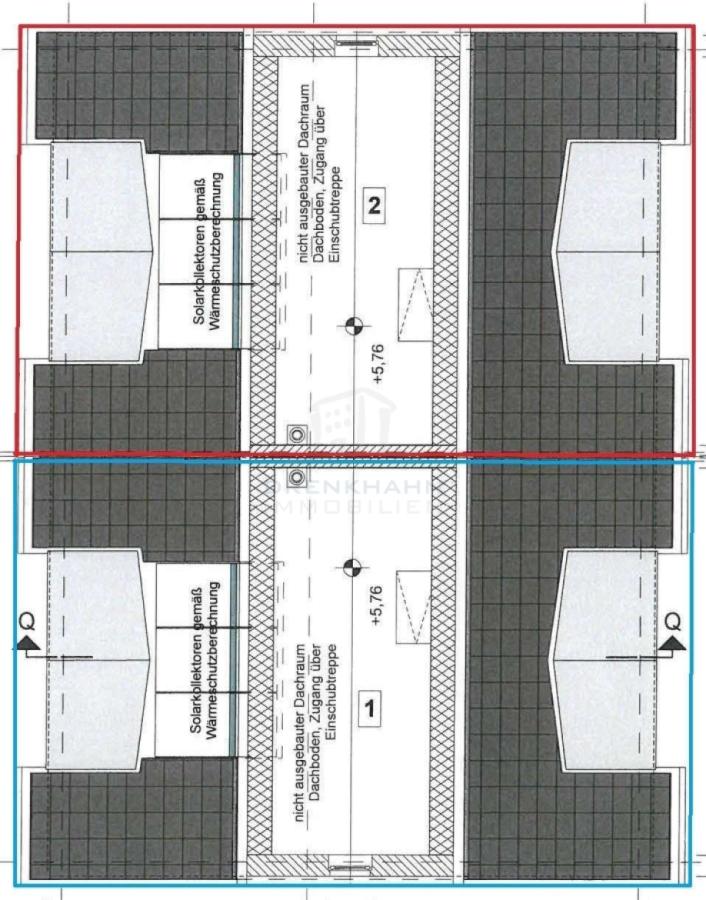 Grundriss Dachboden markiert