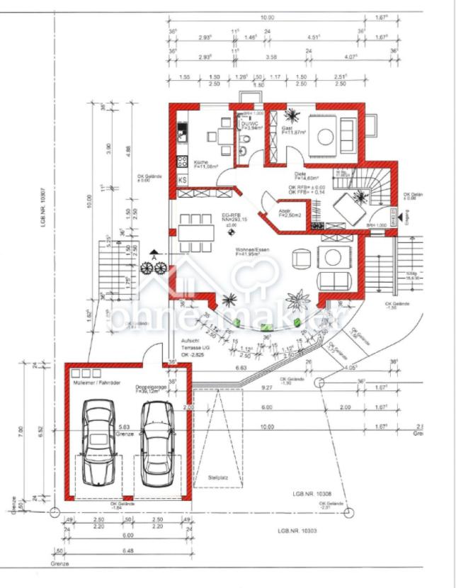 Erdgeschloss und Garageansicht