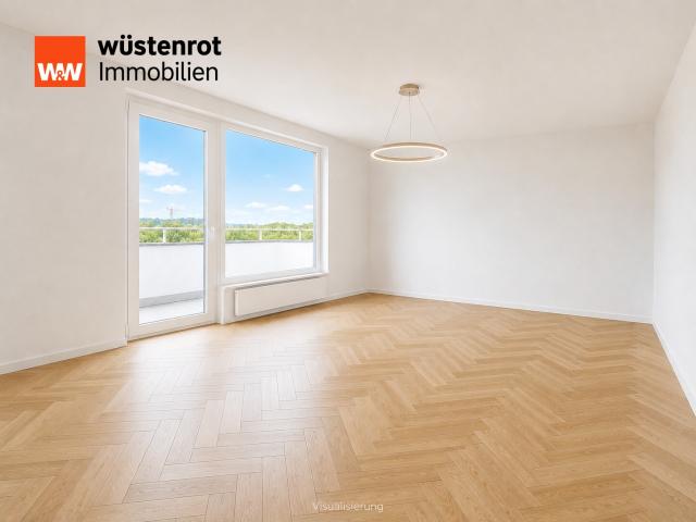 Visualisierung Wohnzimmer mit Balkonzugang
