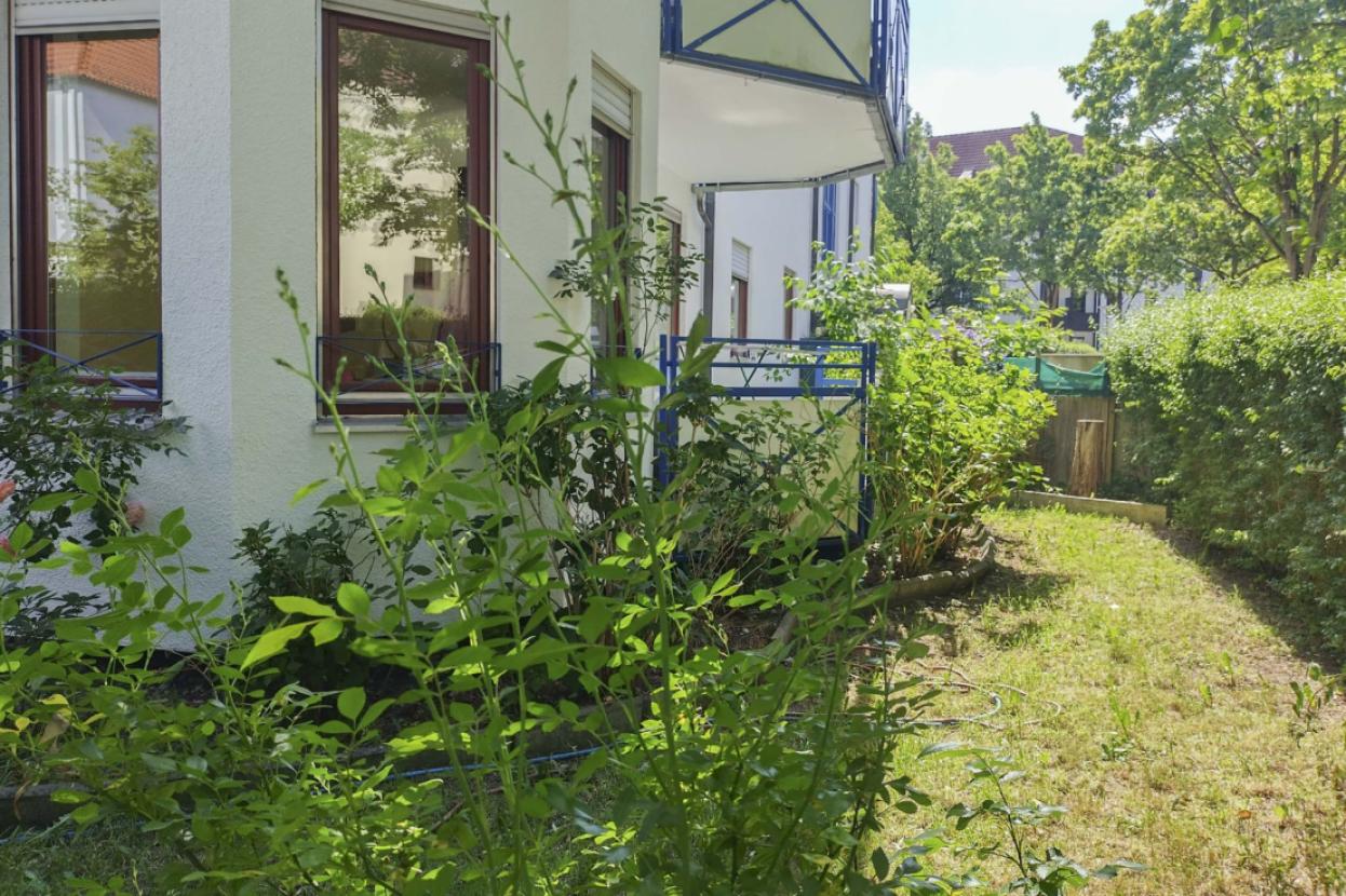Garten Blick auf Erker