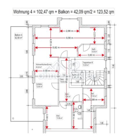 Grundriss mit Zusatzlängen