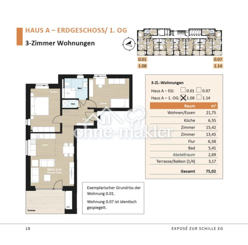 Grundriss Haus A Whg 1.08
