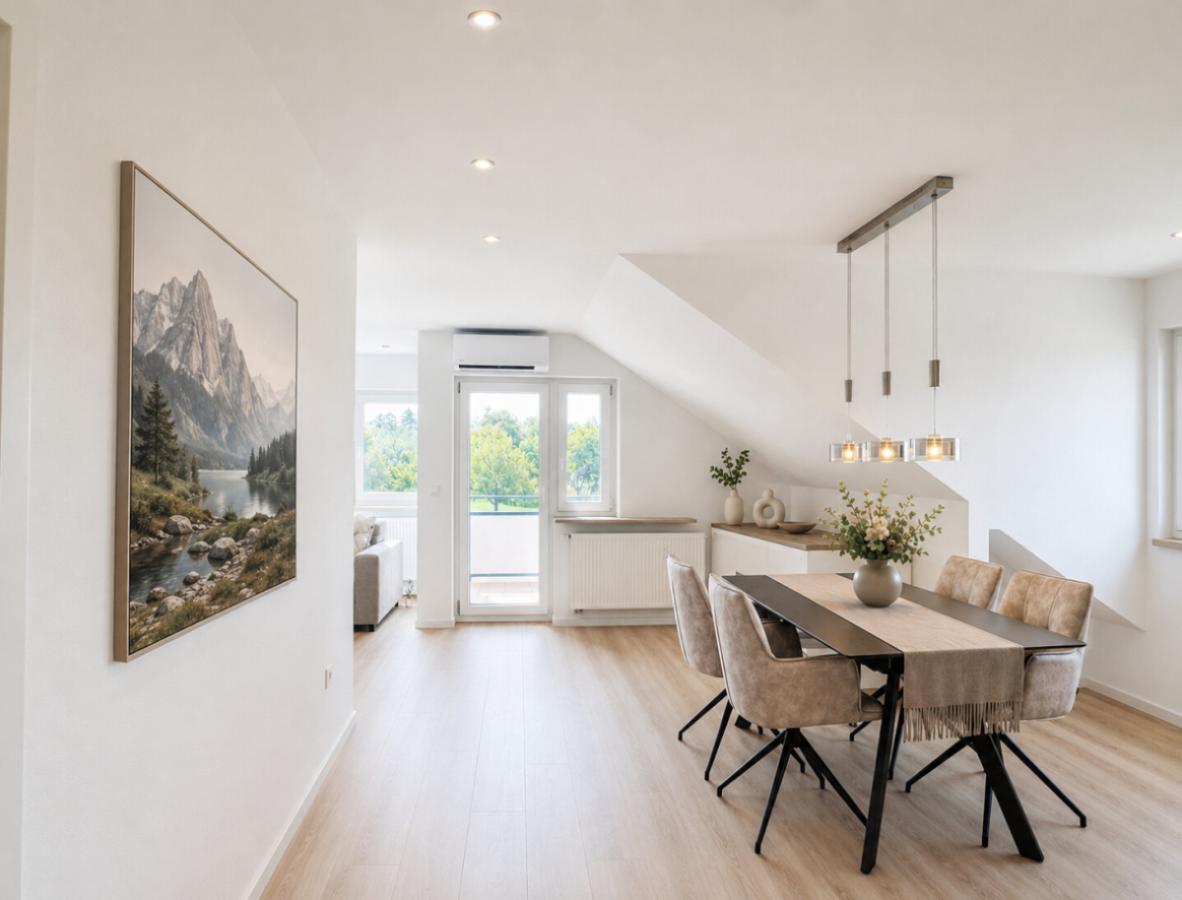 Heller Ess- und Dielenbereich mit modernem Ambiente