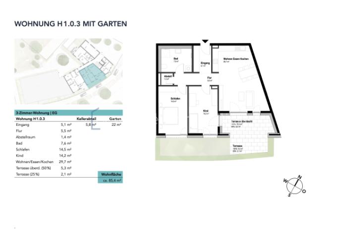 Wohnung H1.0.3 mit Garten