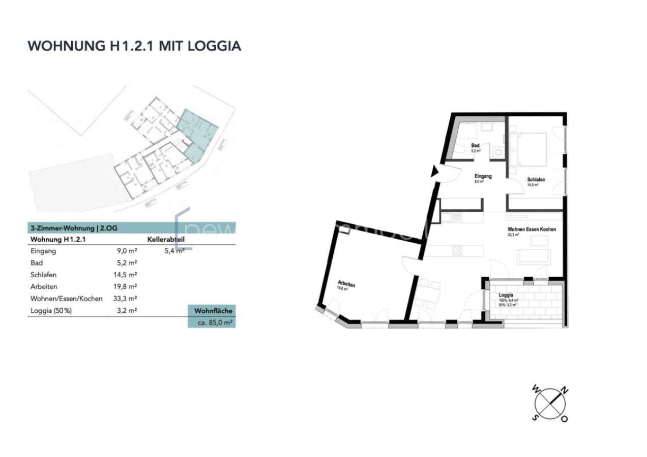 Wohnung H1.2.1 mit Loggia