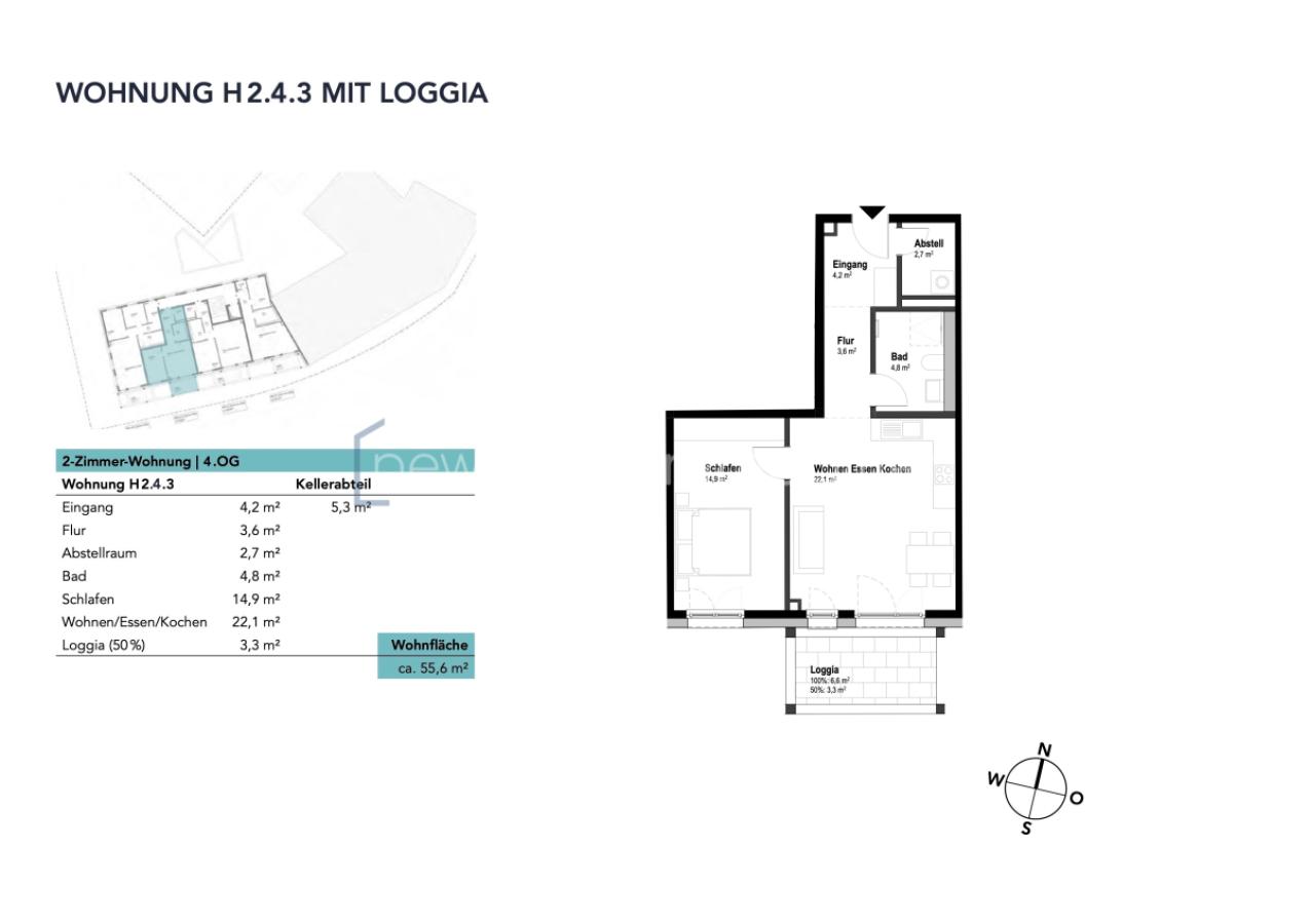 Wohnung H2.4.3 mit Loggia