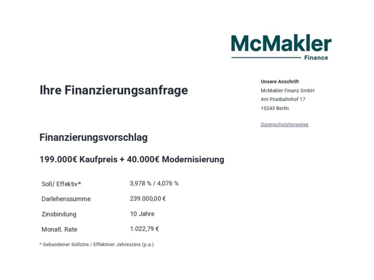 Finanzierungsvorschlag
