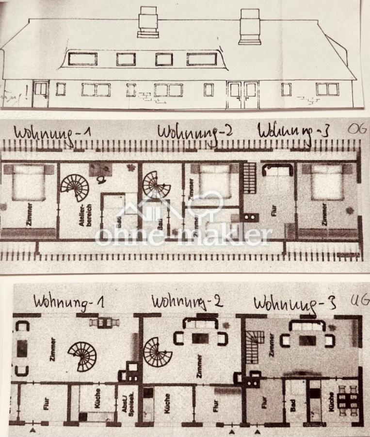 Aufteilungsplan - 3 Wohnungen