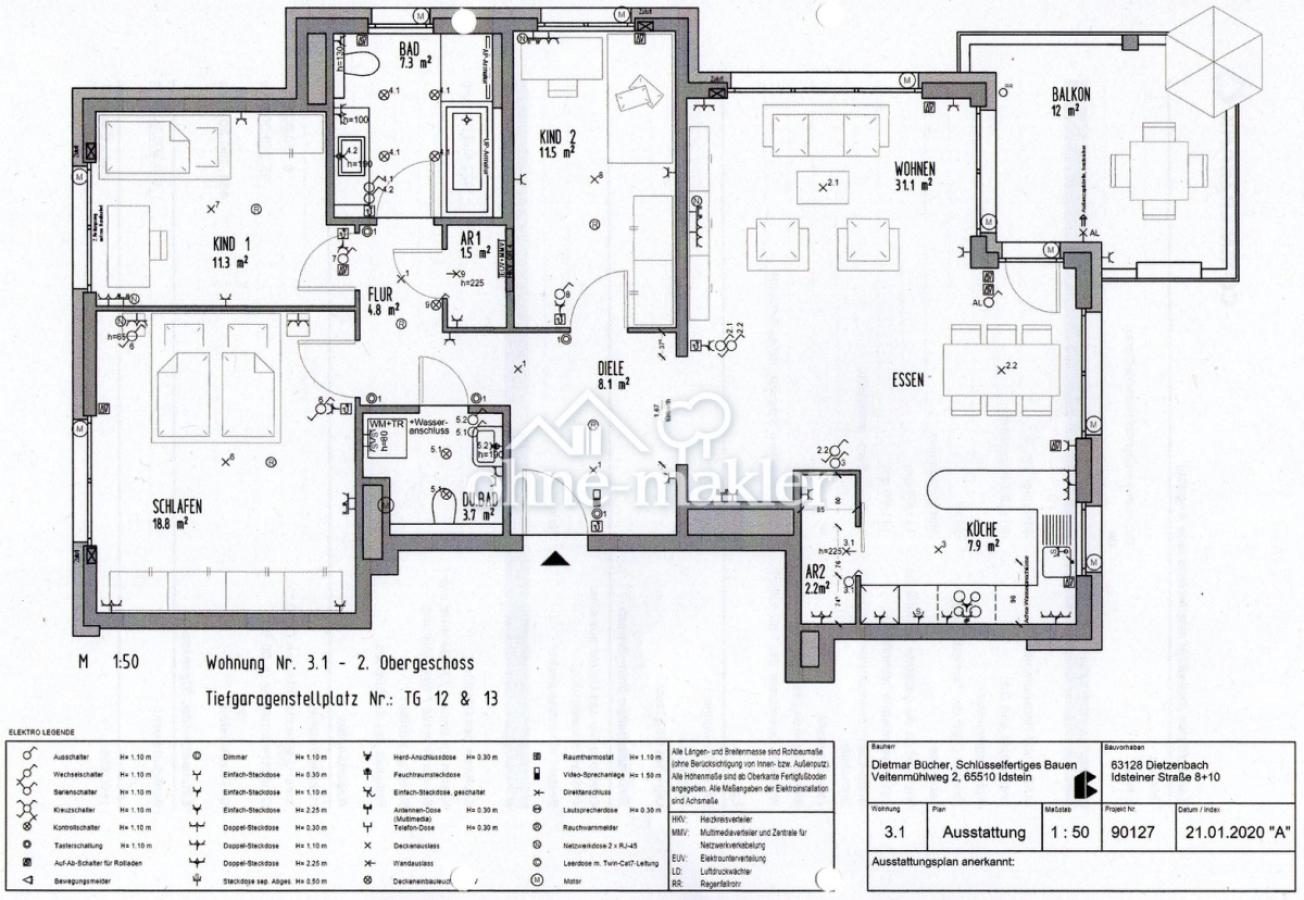 Grundriss 4 Zimmer Whg.