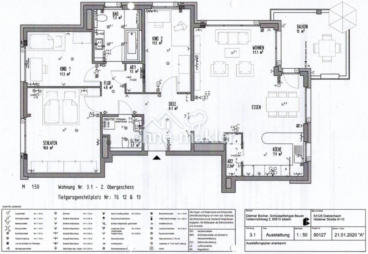 Grundriss 4 Zimmer Whg.