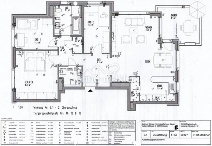 Grundriss 4 Zimmer Whg.
