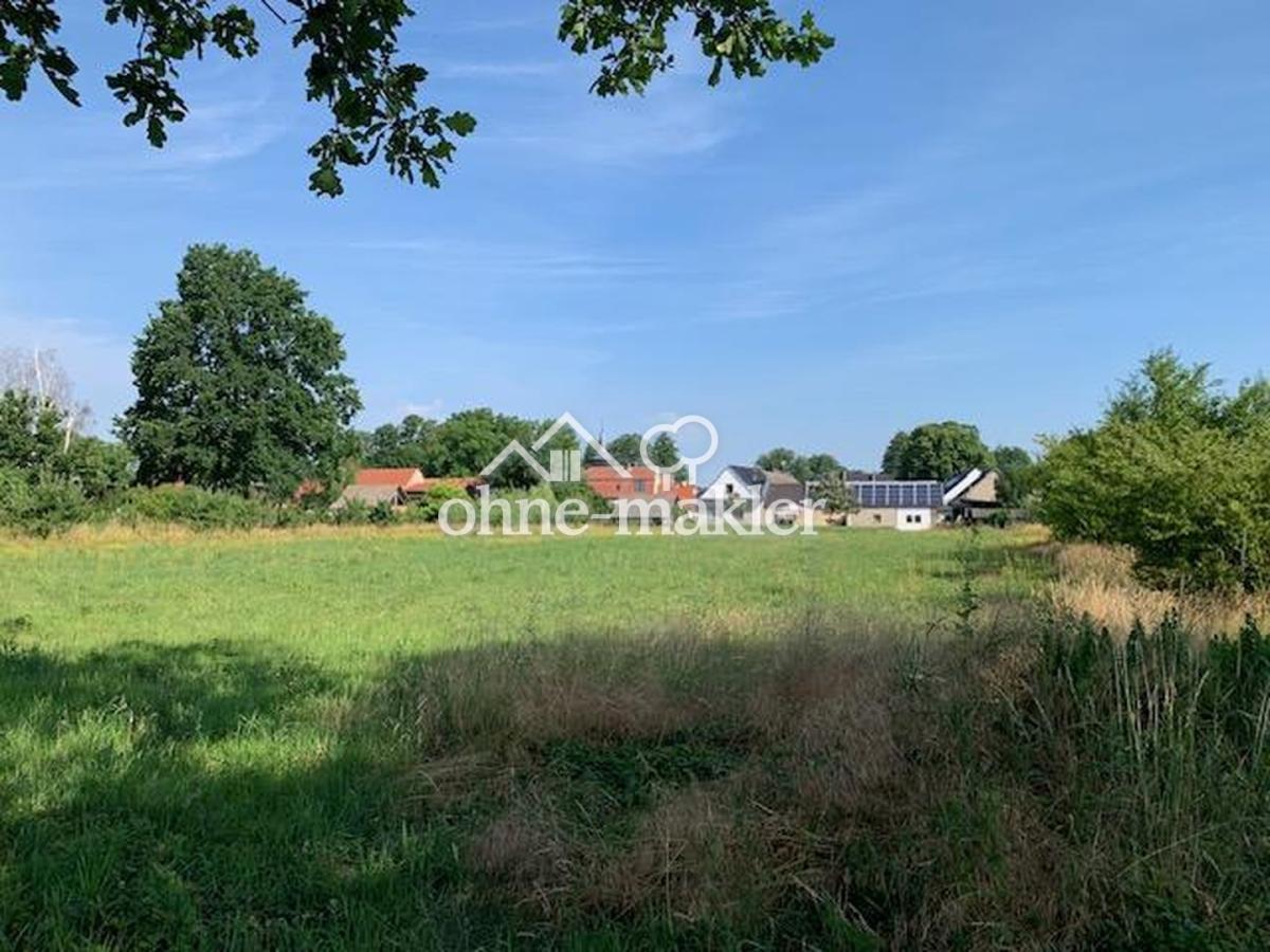 Blick auf eigene Wiese und Hof