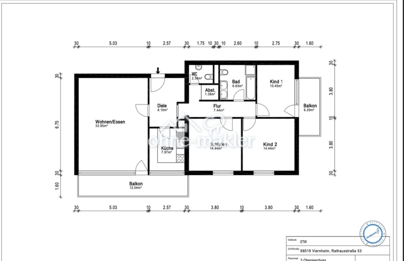 Grundriss 2D mit Maßen 