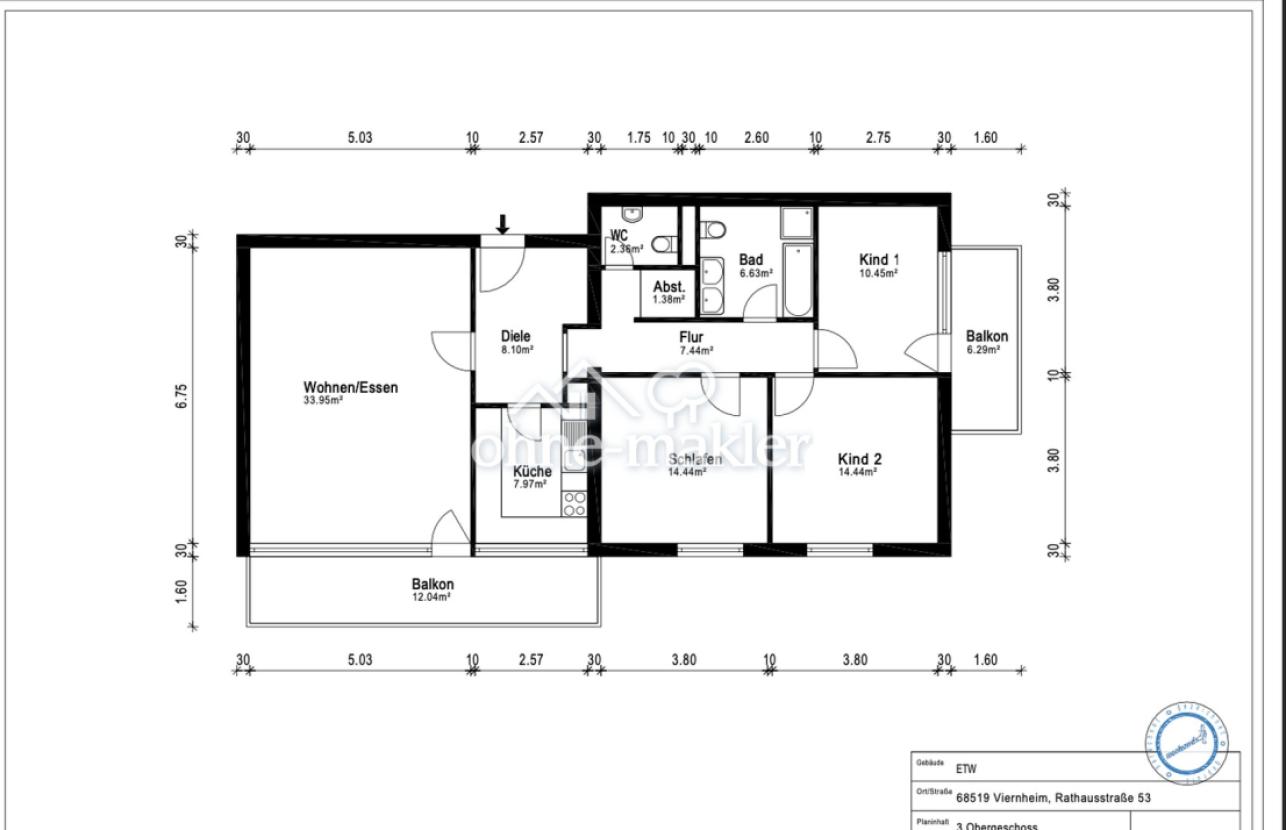 Grundriss 2D mit Maßen 