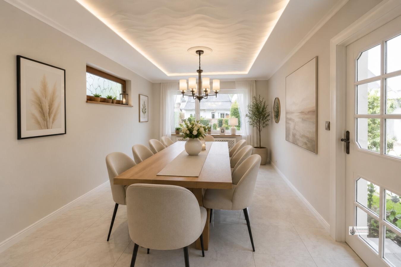 Elegantes Esszimmer im modernen skandinavischen Stil