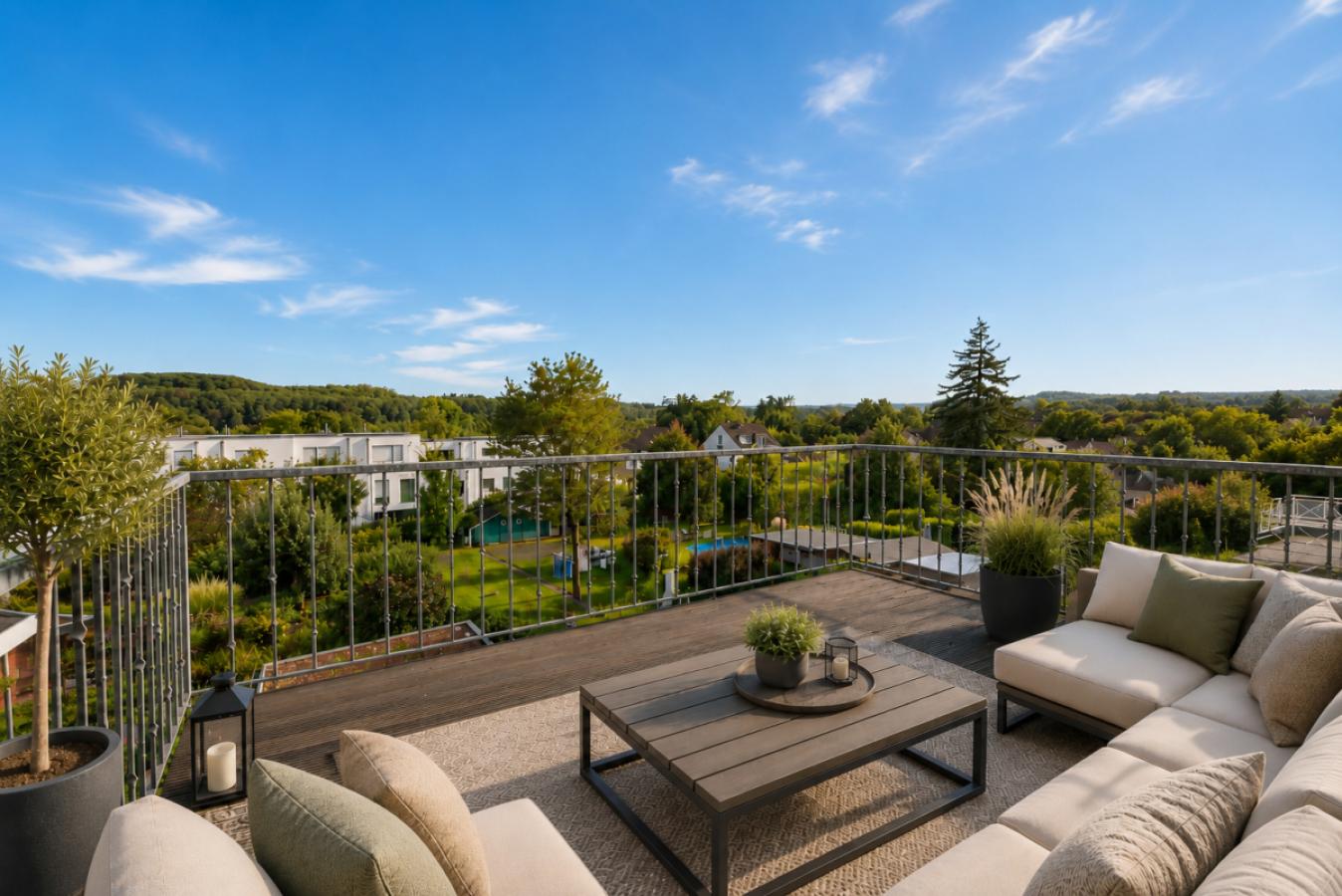 Weitblick von der Dachterrasse (Einrichtungsbeispiel)