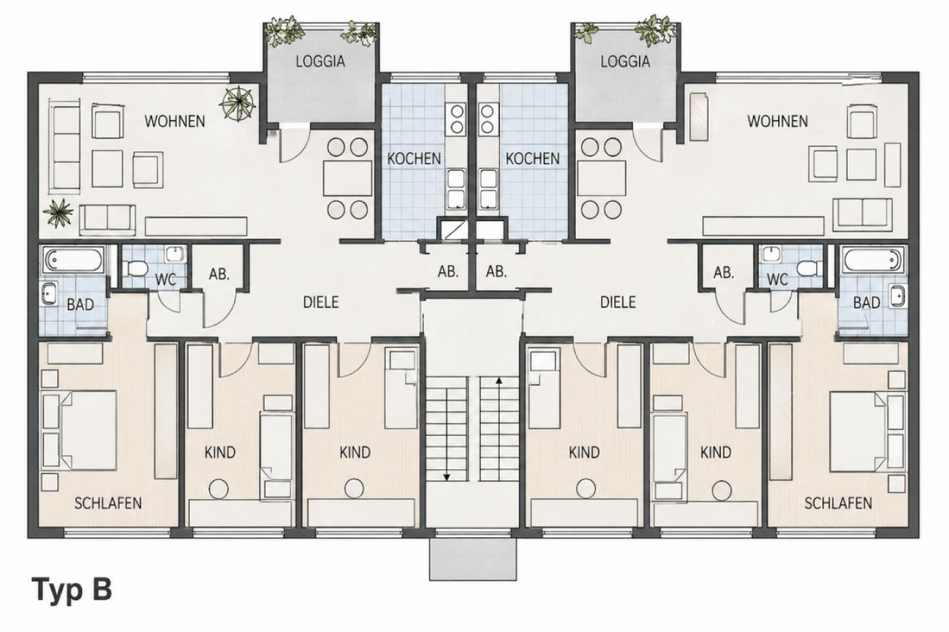 Grundrisse Wohnung 3. OG links unbemasst