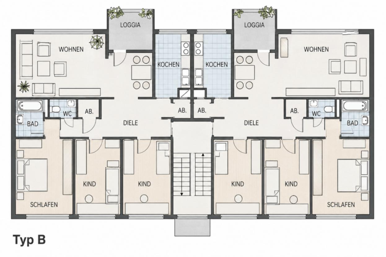 Grundrisse Wohnung 3. OG links unbemasst