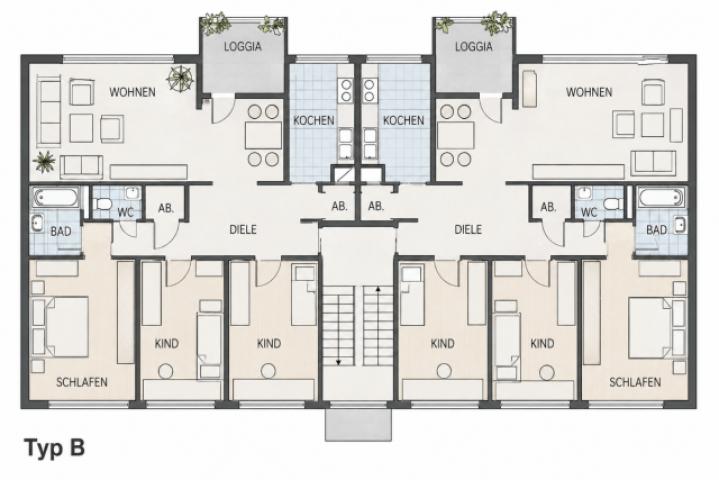 Grundrisse Wohnung 3. OG links unbemasst