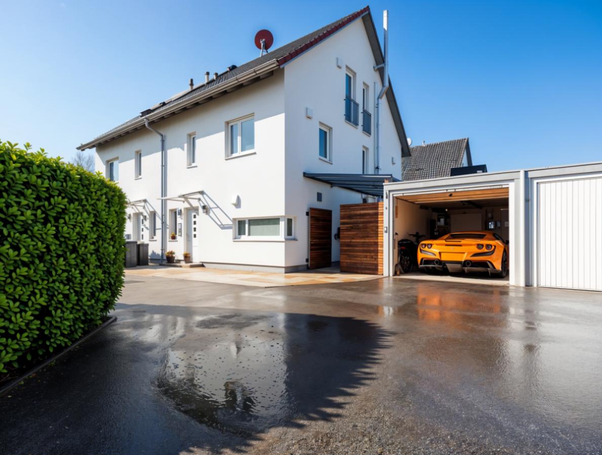 Hausansicht mit Garage 