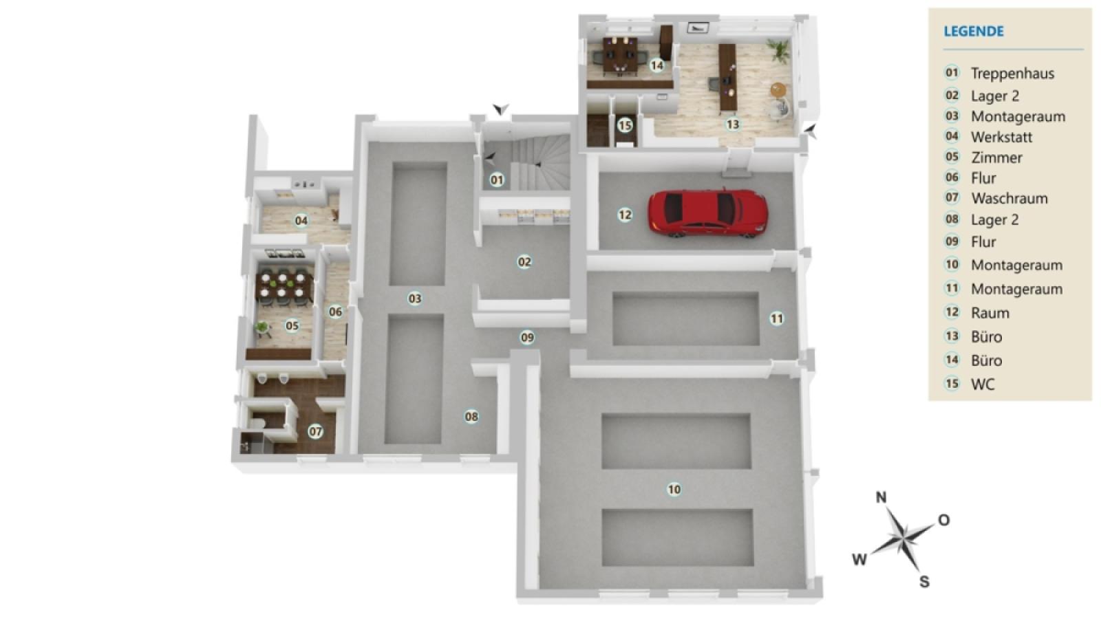 Grundriss Werkstatt und Büros