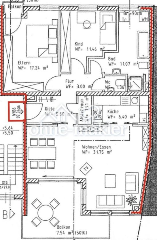 Grundriss der Wohnung