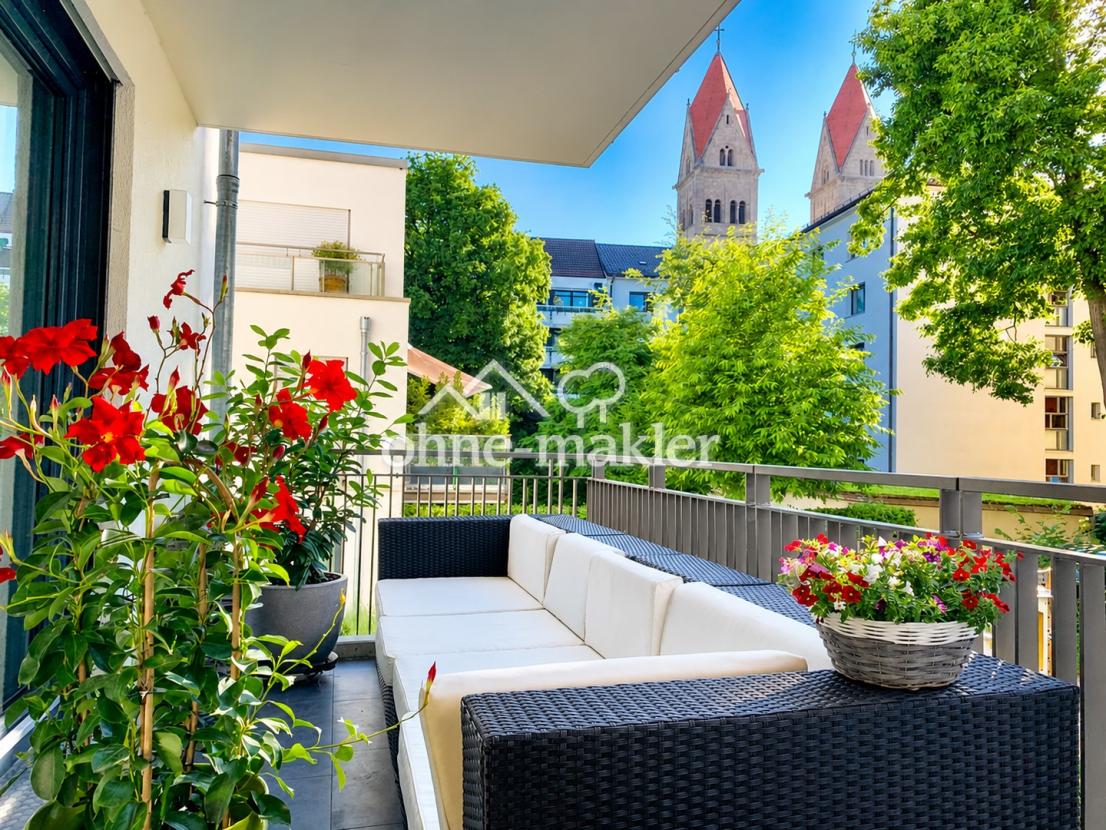 Balkon zum grünen Innenhof 