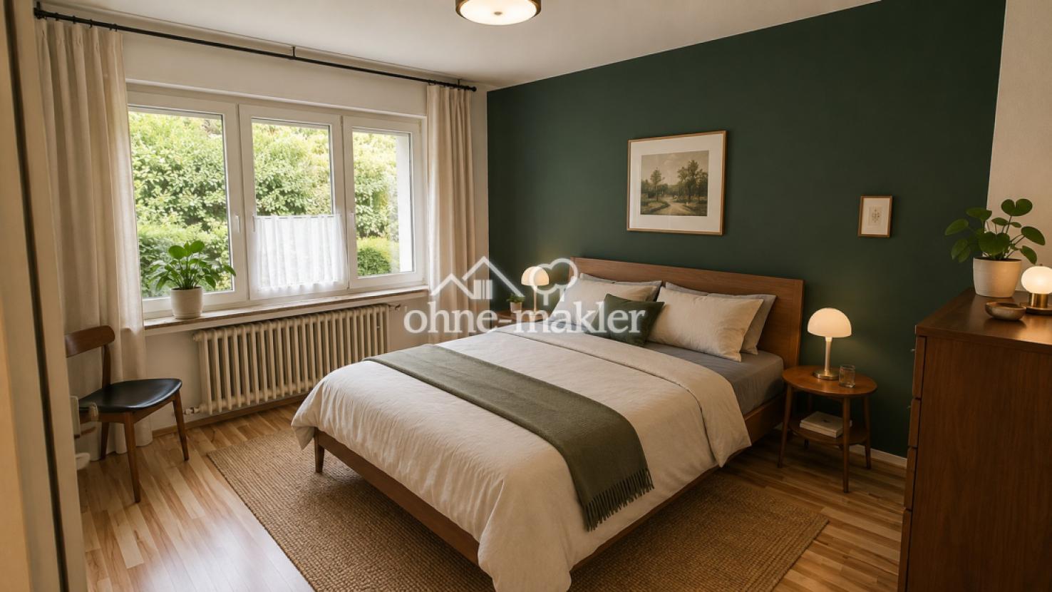 Schlafzimmer KI-möbliert