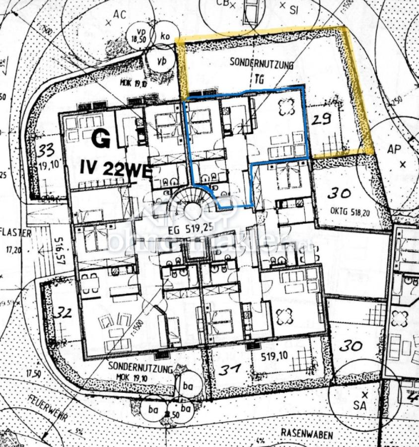 Grundriss mit Gartenanteil