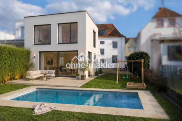 Außenansicht Garten Neubau KI