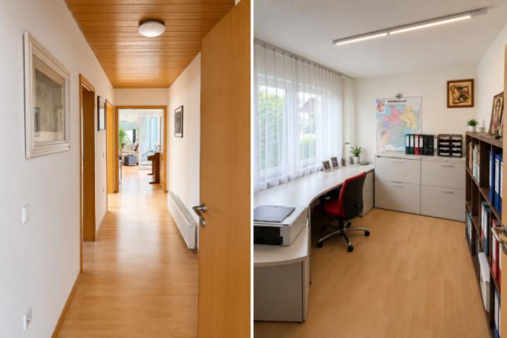 Flur und Büro 