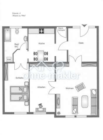 Grundriss 3 Zimmer Wohnung 
