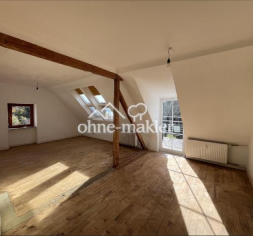 Wohnzimmer, Küche und Balkon