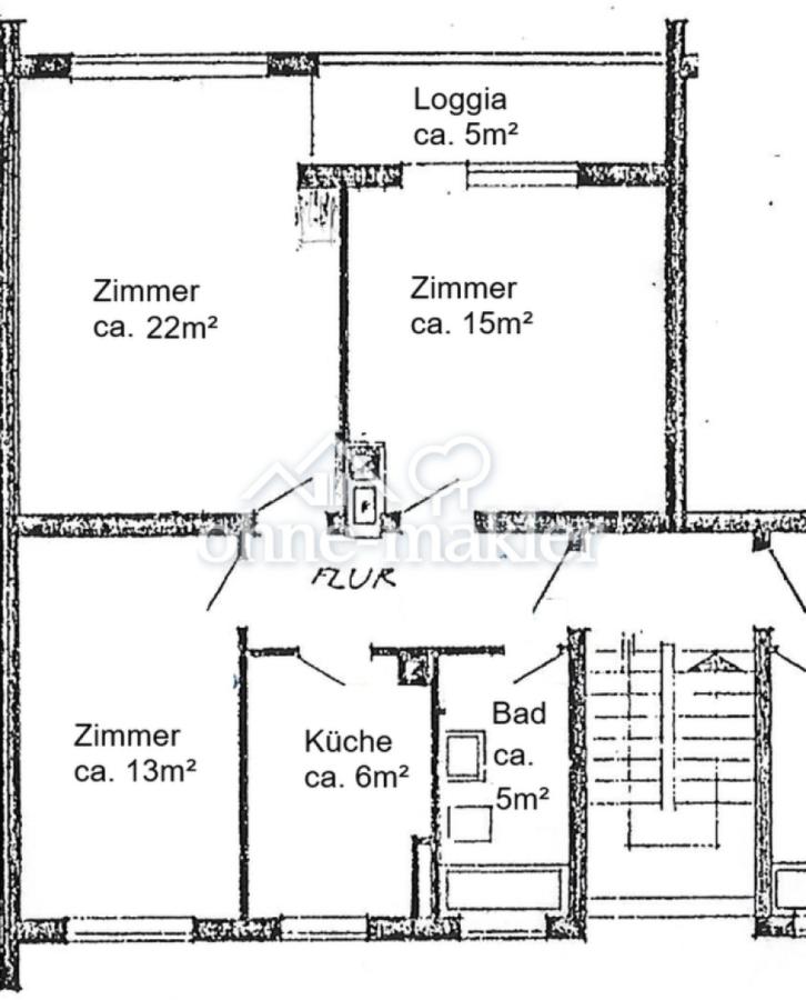 ursprüngliche Grundriss 3 Zi.