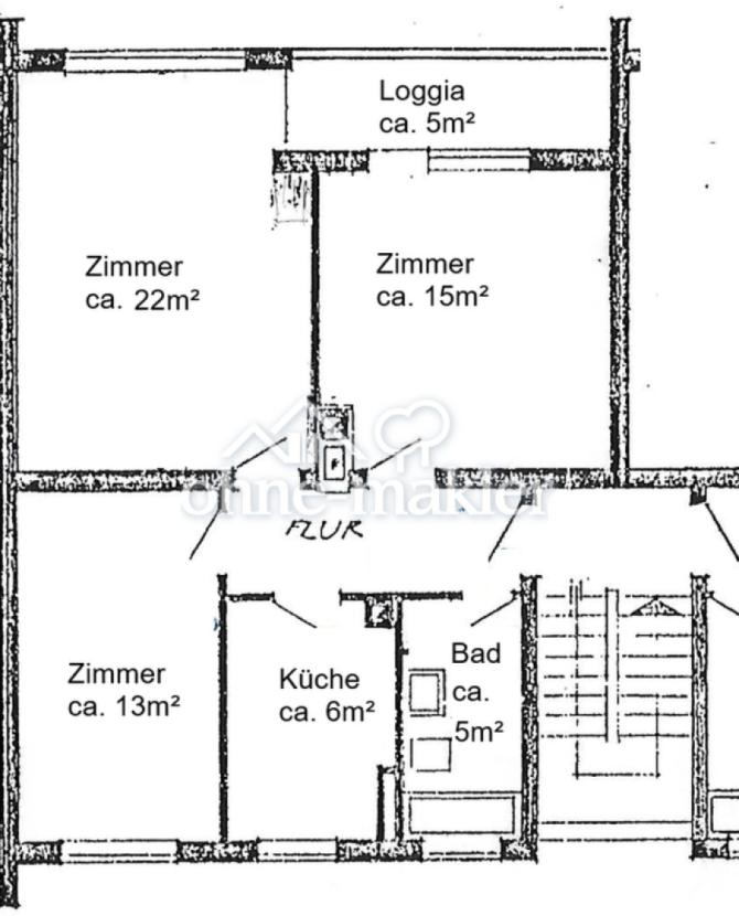 ursprüngliche Grundriss 3 Zi.