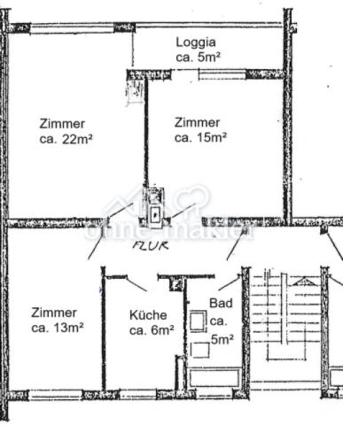 ursprüngliche Grundriss 3 Zi.