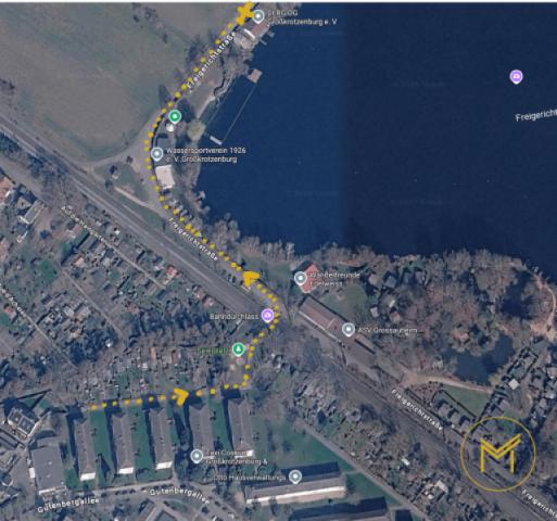 3 min Fuß / Radweg zum See