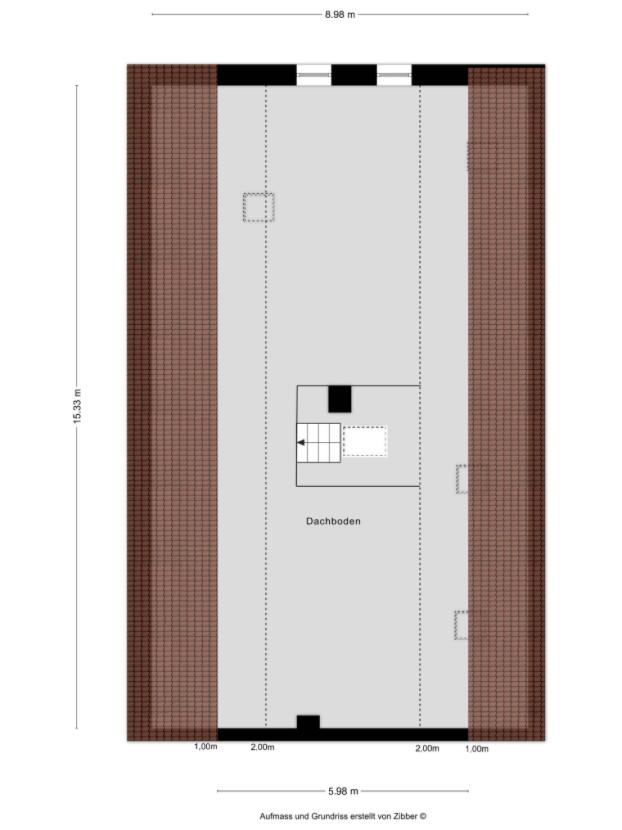 Grundriss Dachboden über Wohnbereich