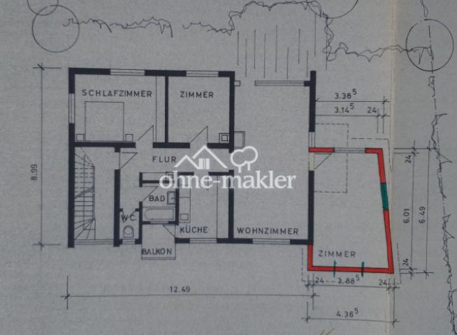 1OG Grundriss 1980 mit Anbau