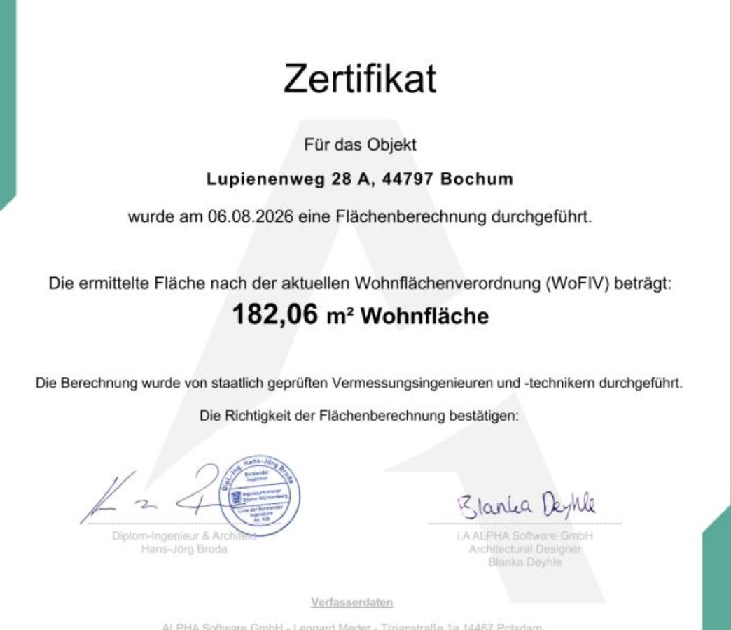 Zertifikat Wohnfläche
