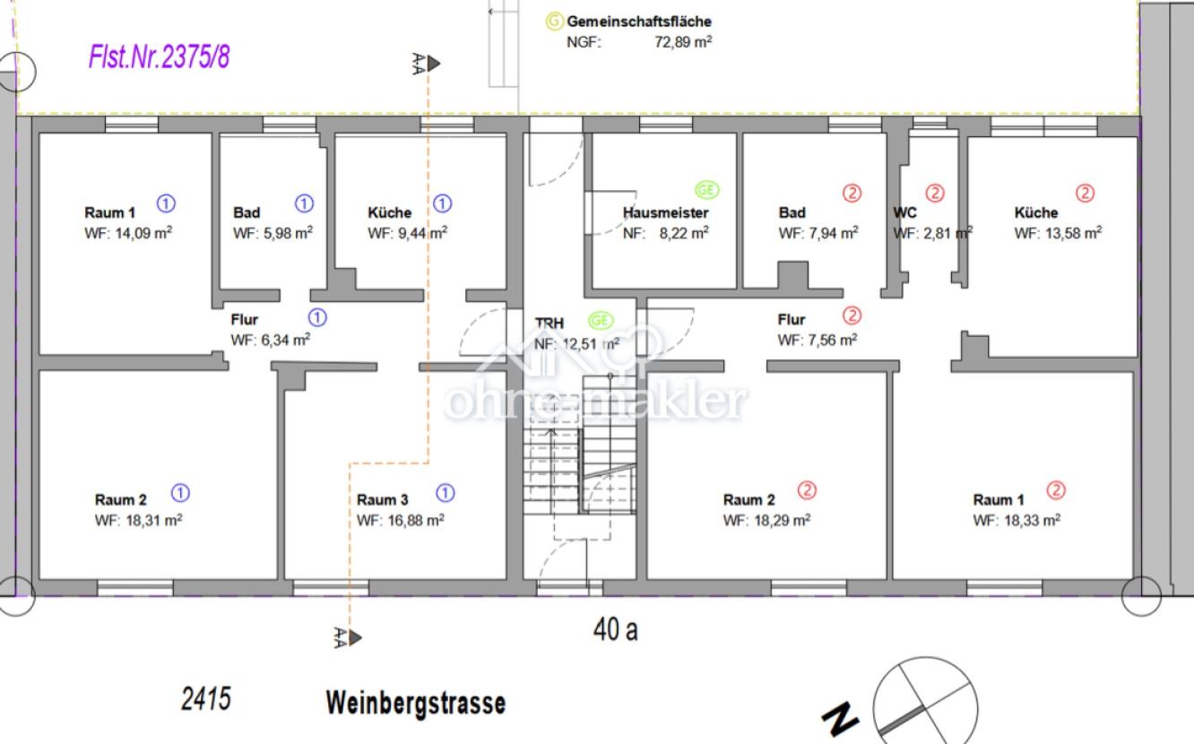 Grundriss, Whg 2, EG rechts