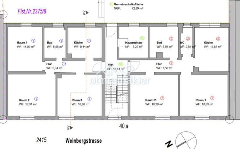 Grundriss, Whg 2, EG rechts