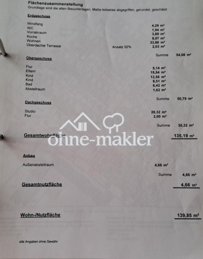 Flächenzusammenstellung