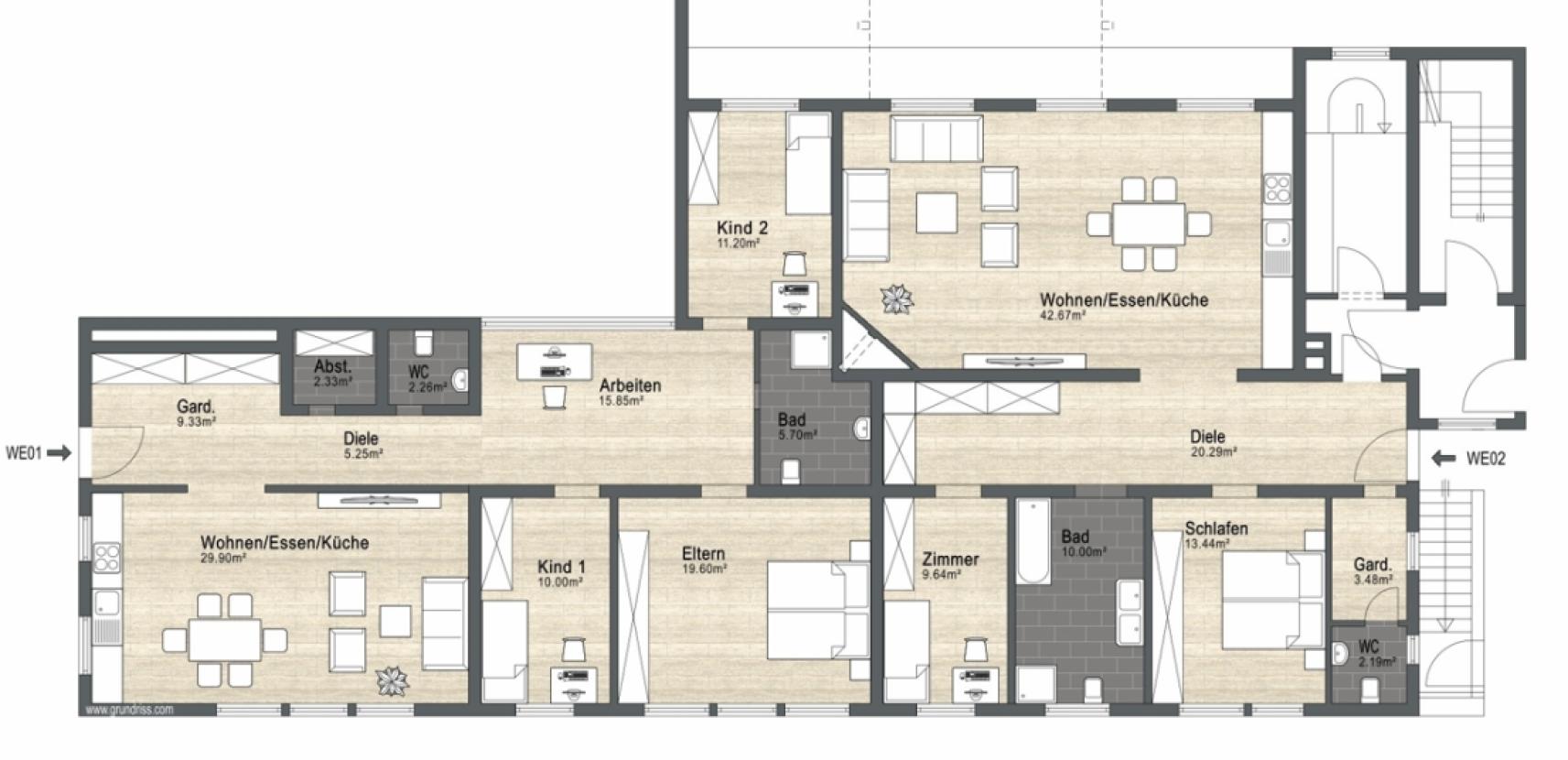 Planungsvorschlag für 2 Wohnungen