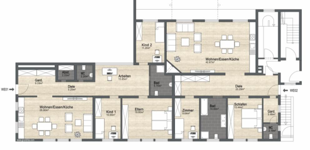 Planungsvorschlag für 2 Wohnungen