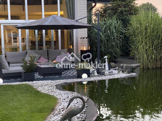 Terrasse Wohnzimmer/Koi Teich