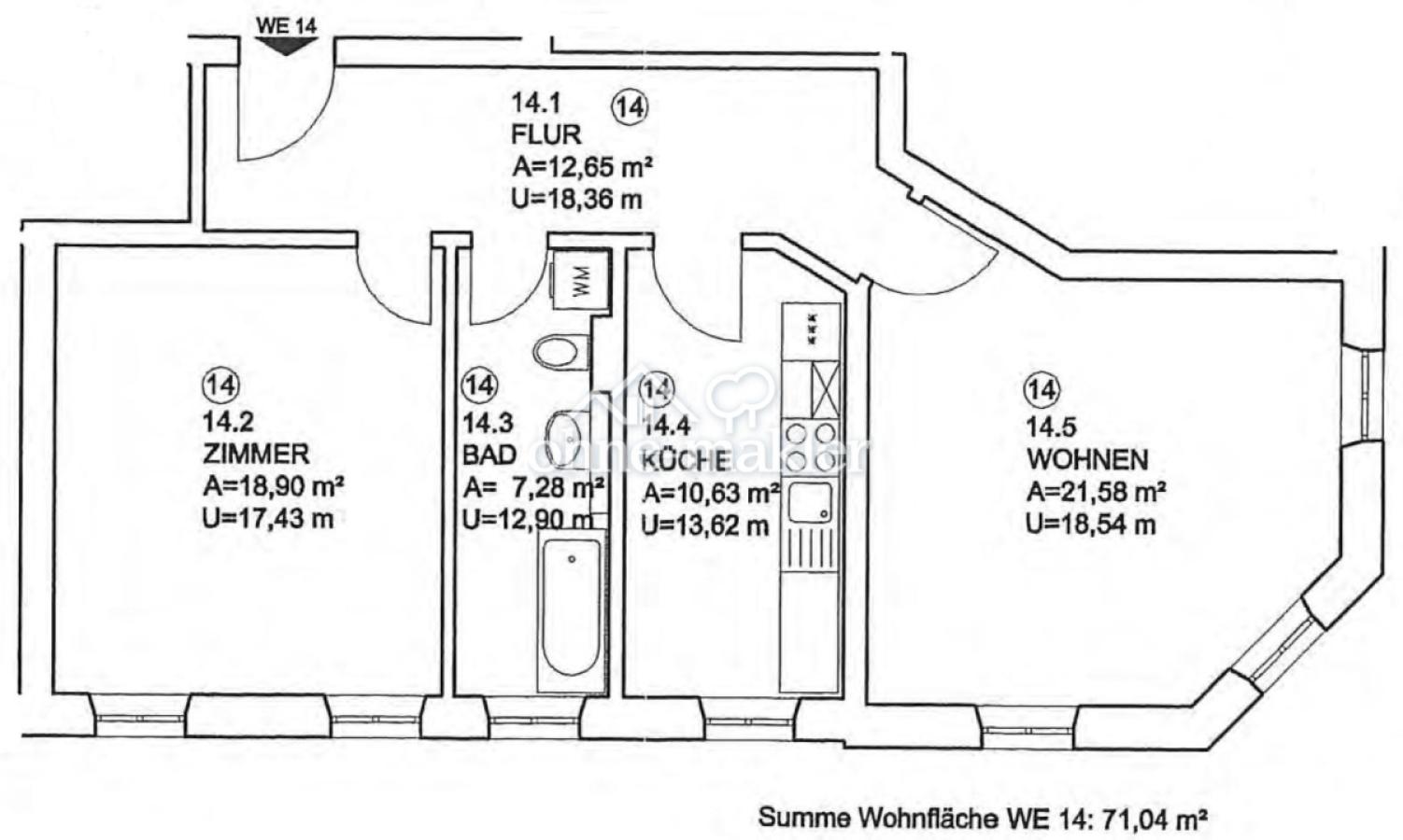 Wohnungsgrundriss WE14