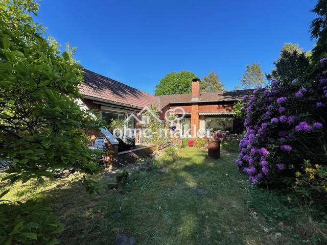 Blick aus dem Garten aufs Haus