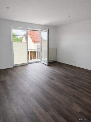 KI-Visualisierung – WZ mit Balkon